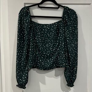 Abercrombie & Fitch Dark Green Polka Dot Blouse